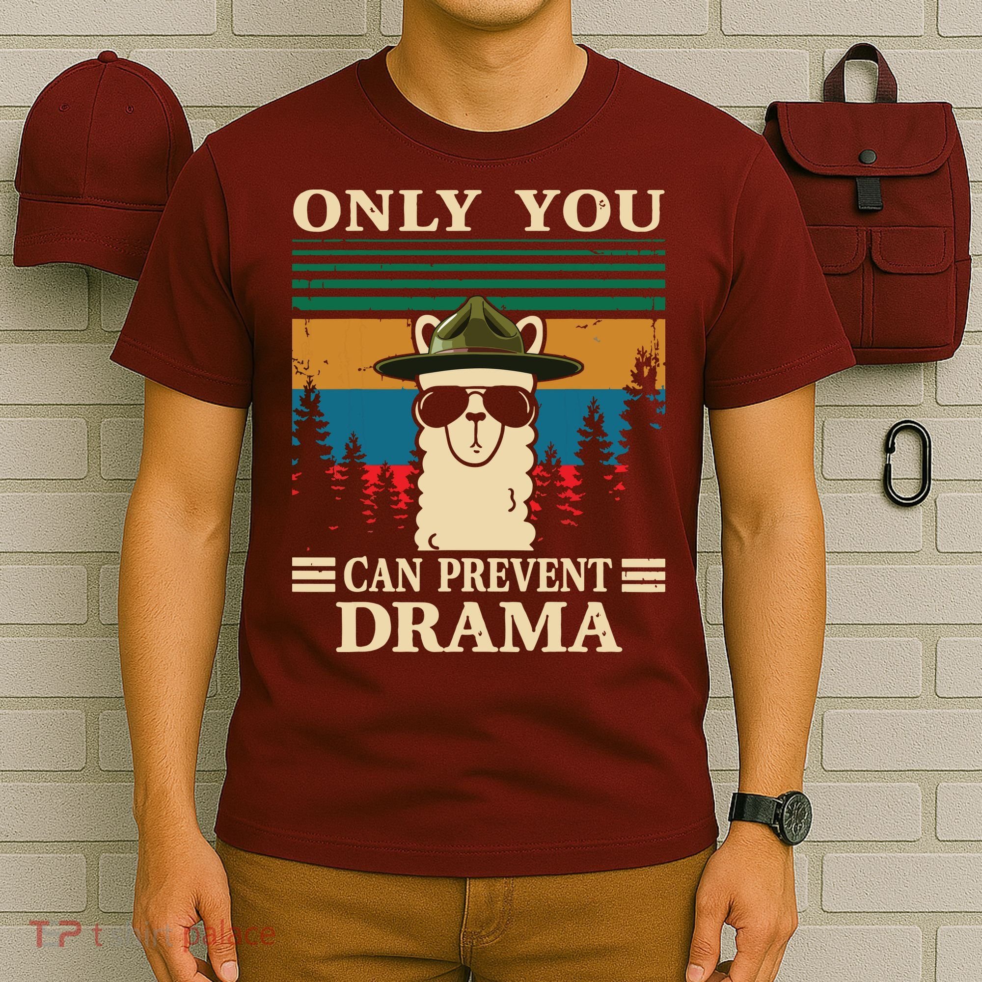 Llama Camping Only You Can Prevent Drama Gifts Men Women T-Shirt
