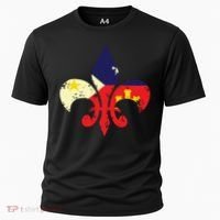 Louisiana Cajun Proud Acadiana Flag Distressed Fleur Cooling Performance Crew T-Shirt thumb 0