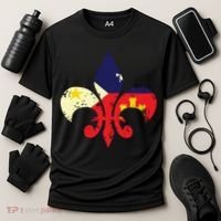 Louisiana Cajun Proud Acadiana Flag Distressed Fleur Cooling Performance Crew T-Shirt thumb 3