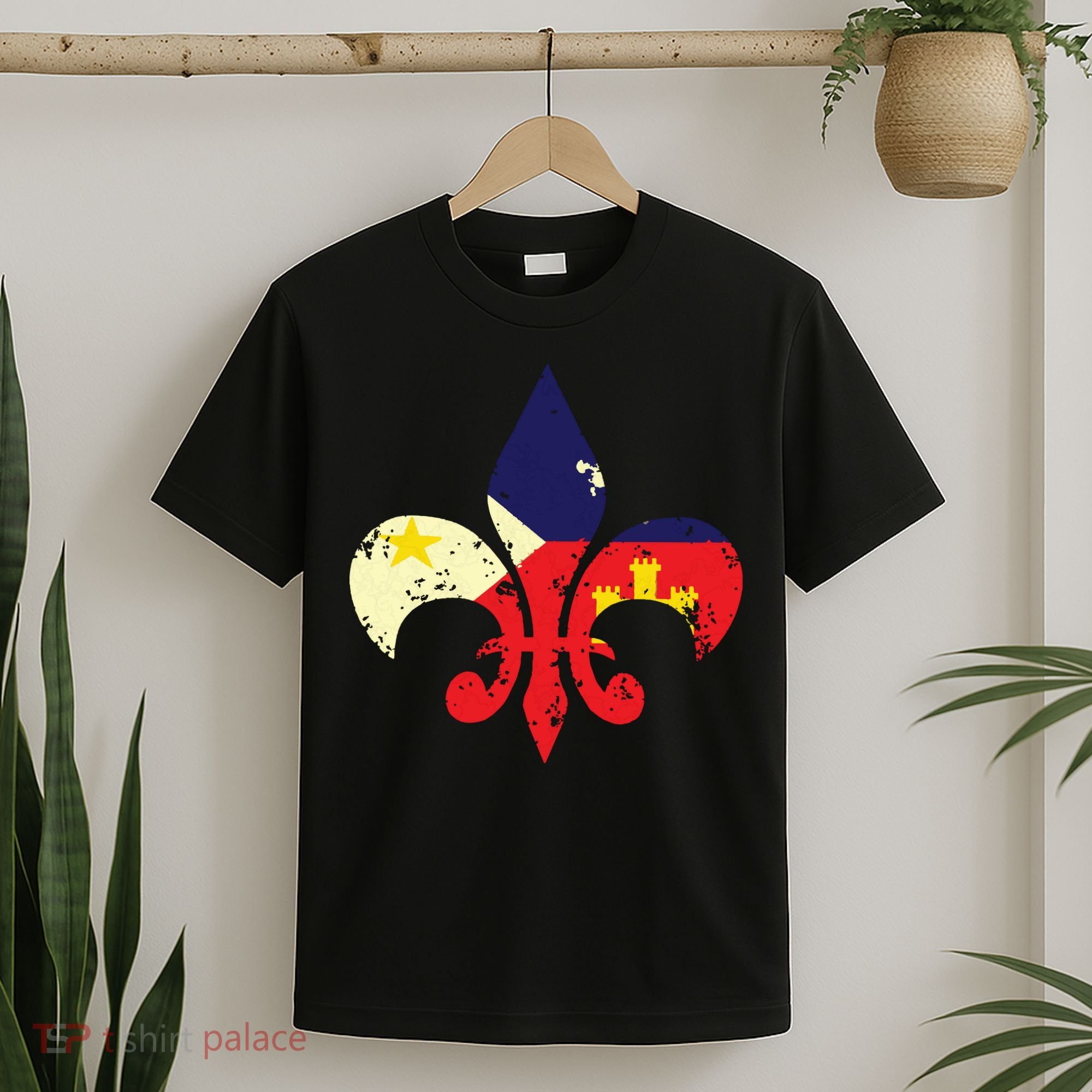 Louisiana Cajun Proud Acadiana Flag Distressed Fleur T-Shirt