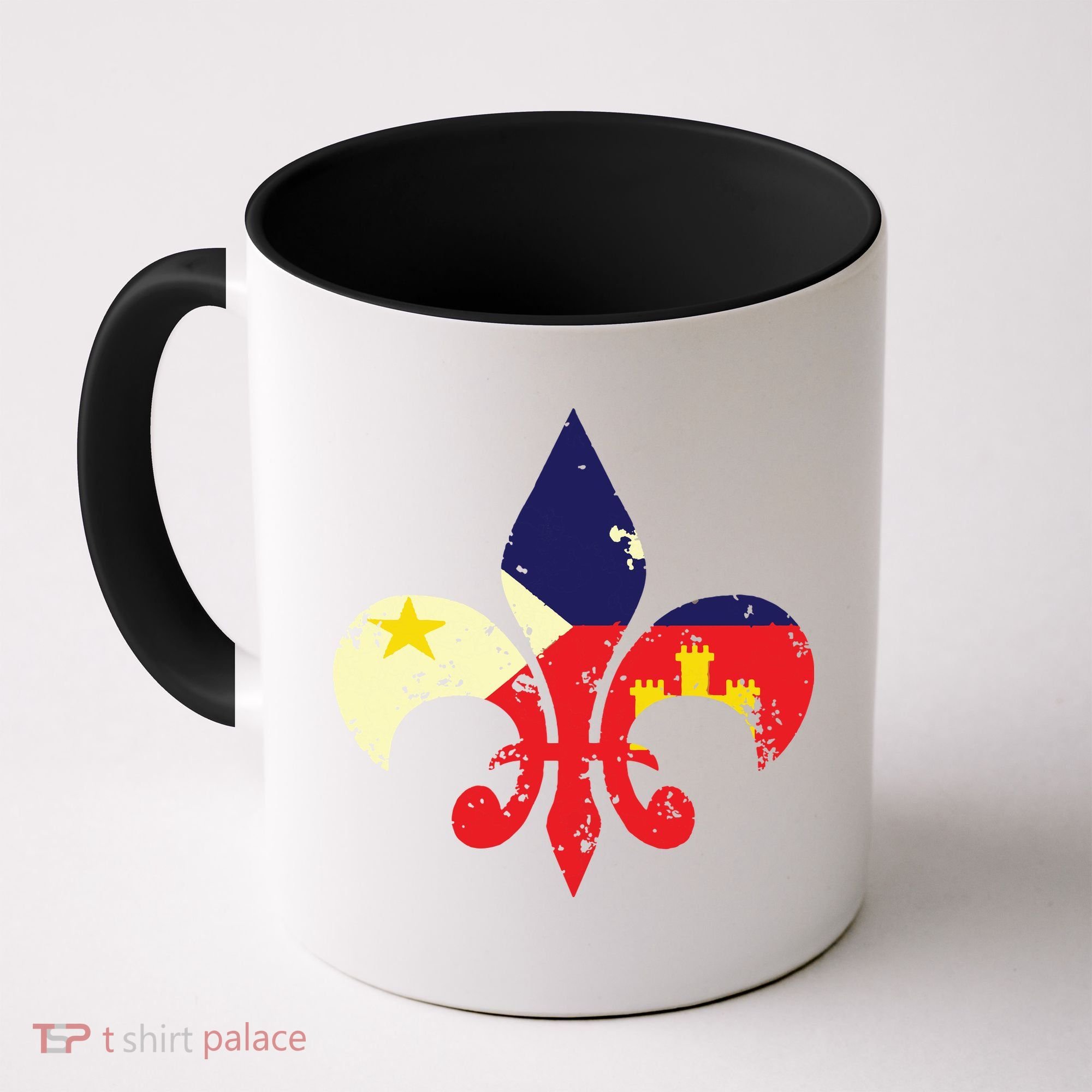 Louisiana Cajun Proud Acadiana Flag Distressed Fleur Coffee Mug