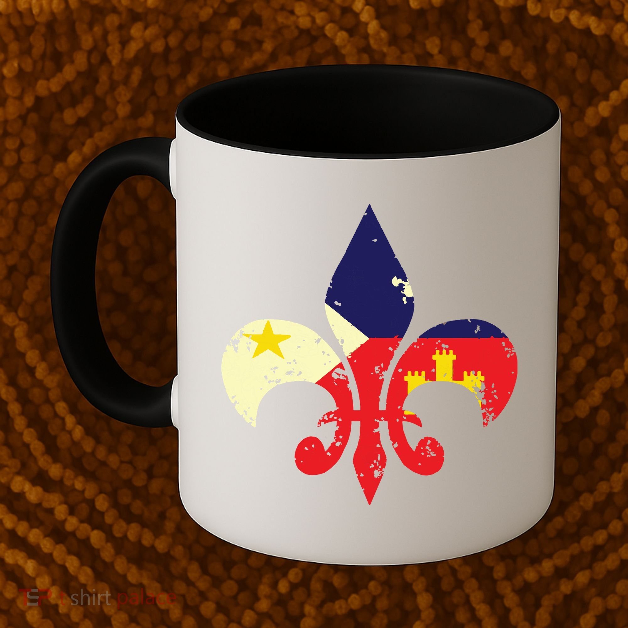 Louisiana Cajun Proud Acadiana Flag Distressed Fleur Coffee Mug