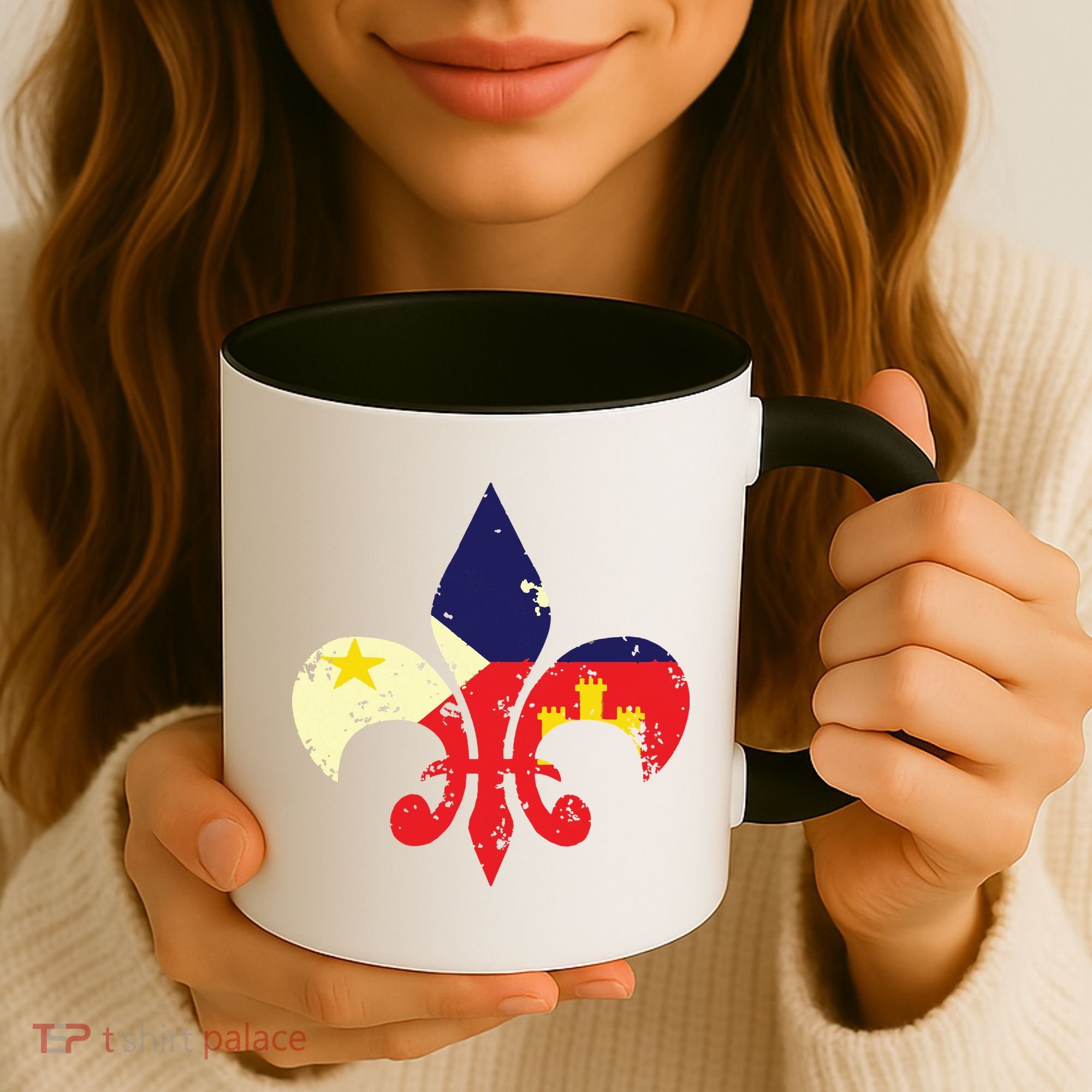 Louisiana Cajun Proud Acadiana Flag Distressed Fleur Coffee Mug