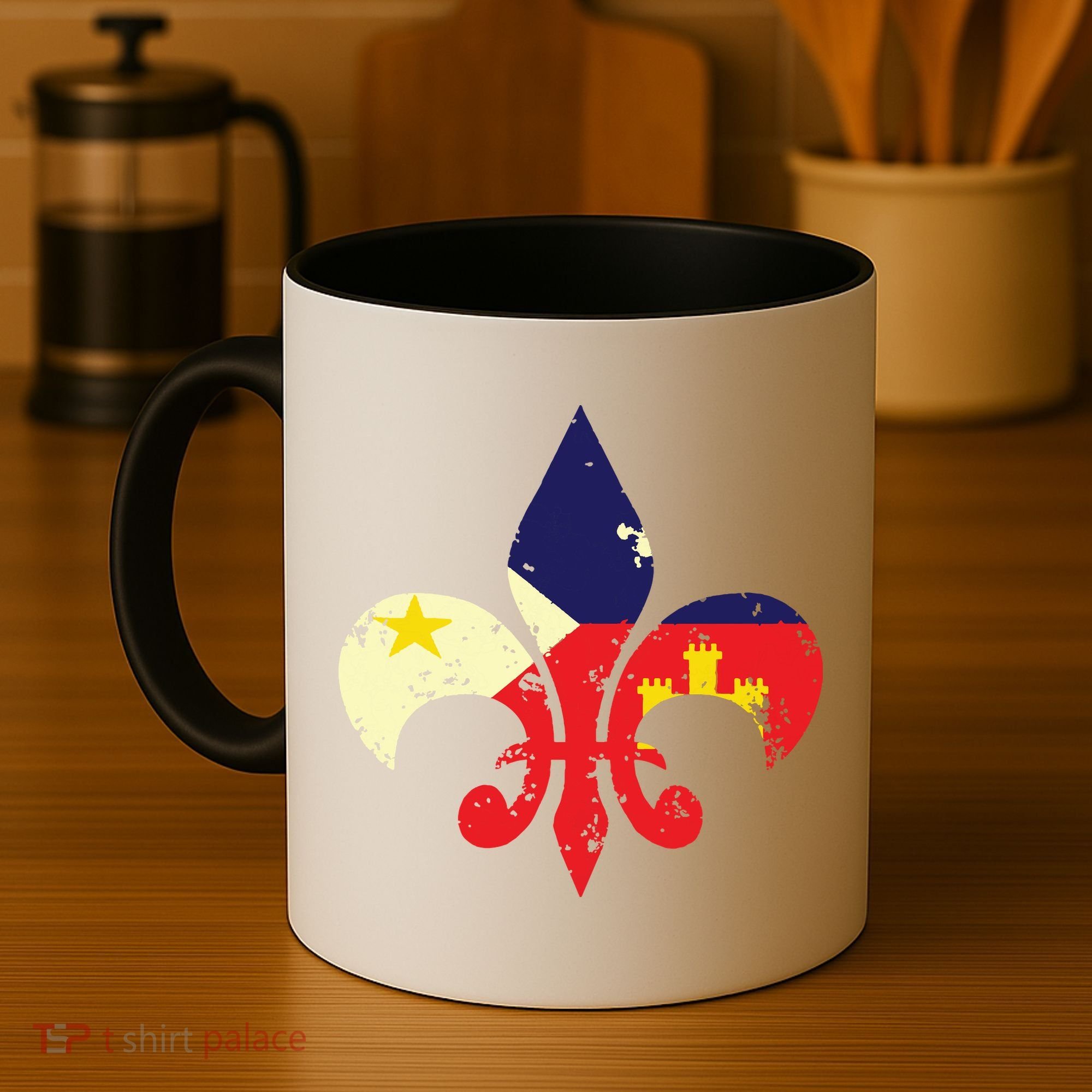 Louisiana Cajun Proud Acadiana Flag Distressed Fleur Coffee Mug