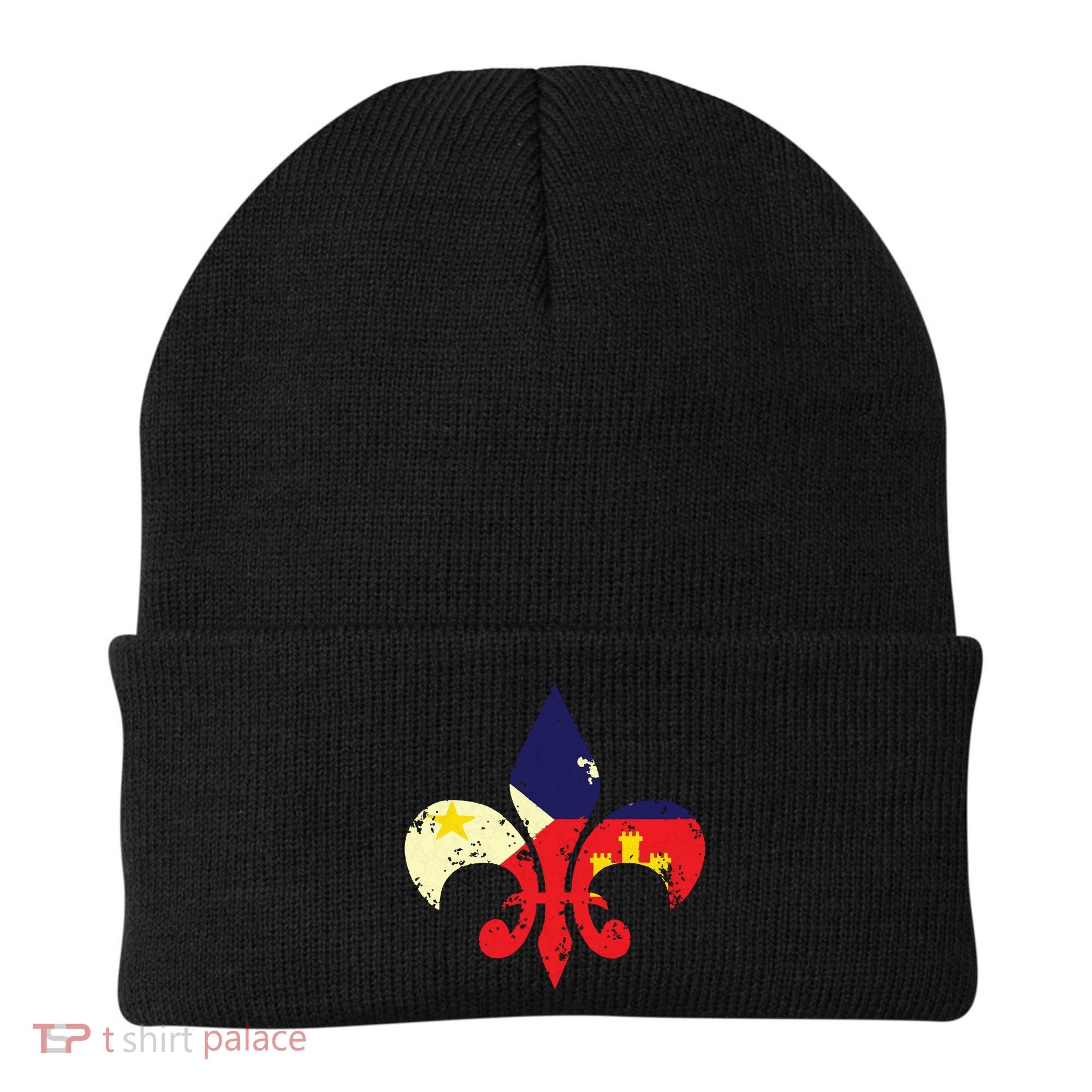 Louisiana Cajun Proud Acadiana Flag Distressed Fleur Beanie