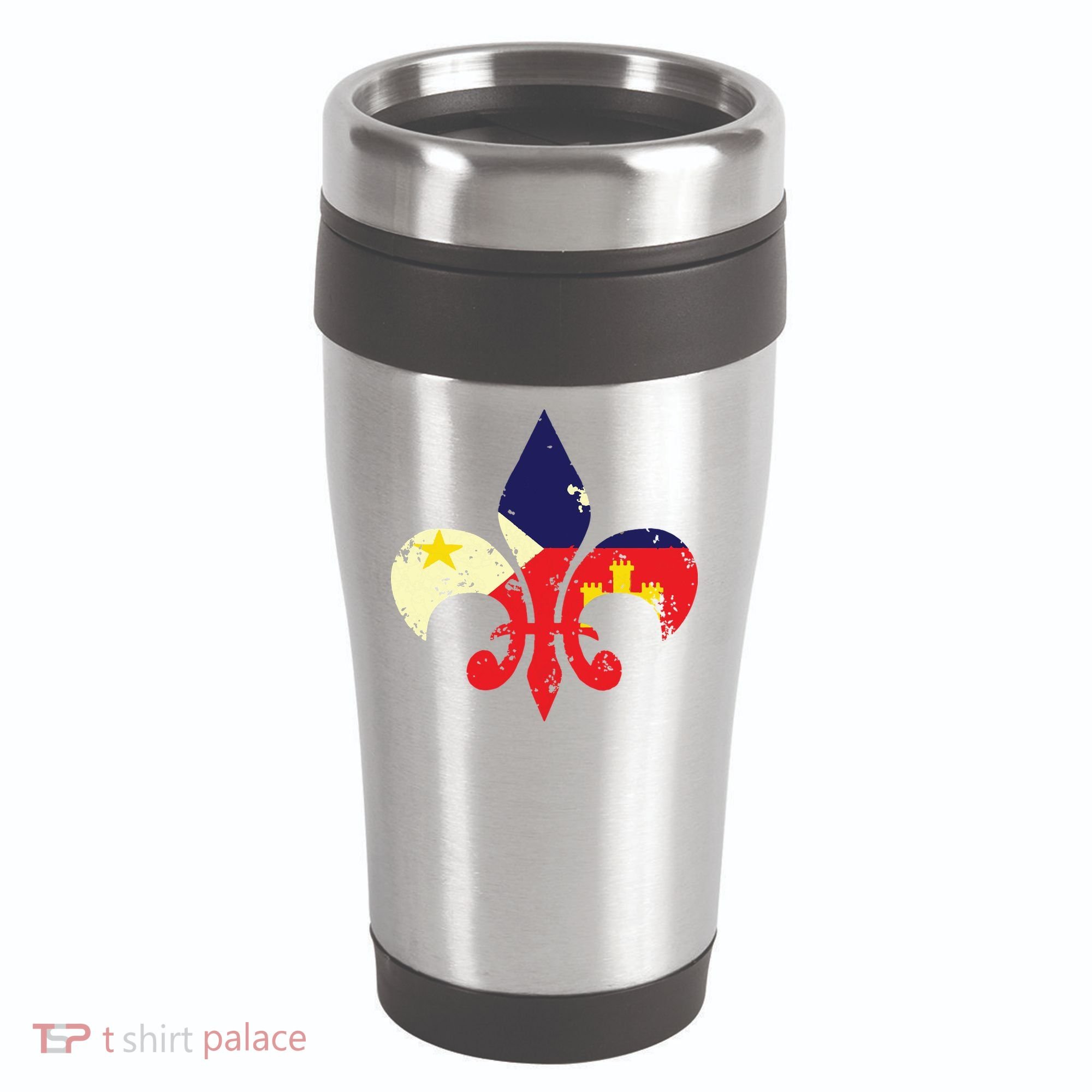 Louisiana Cajun Proud Acadiana Flag Distressed Fleur 16oz Travel Tumbler