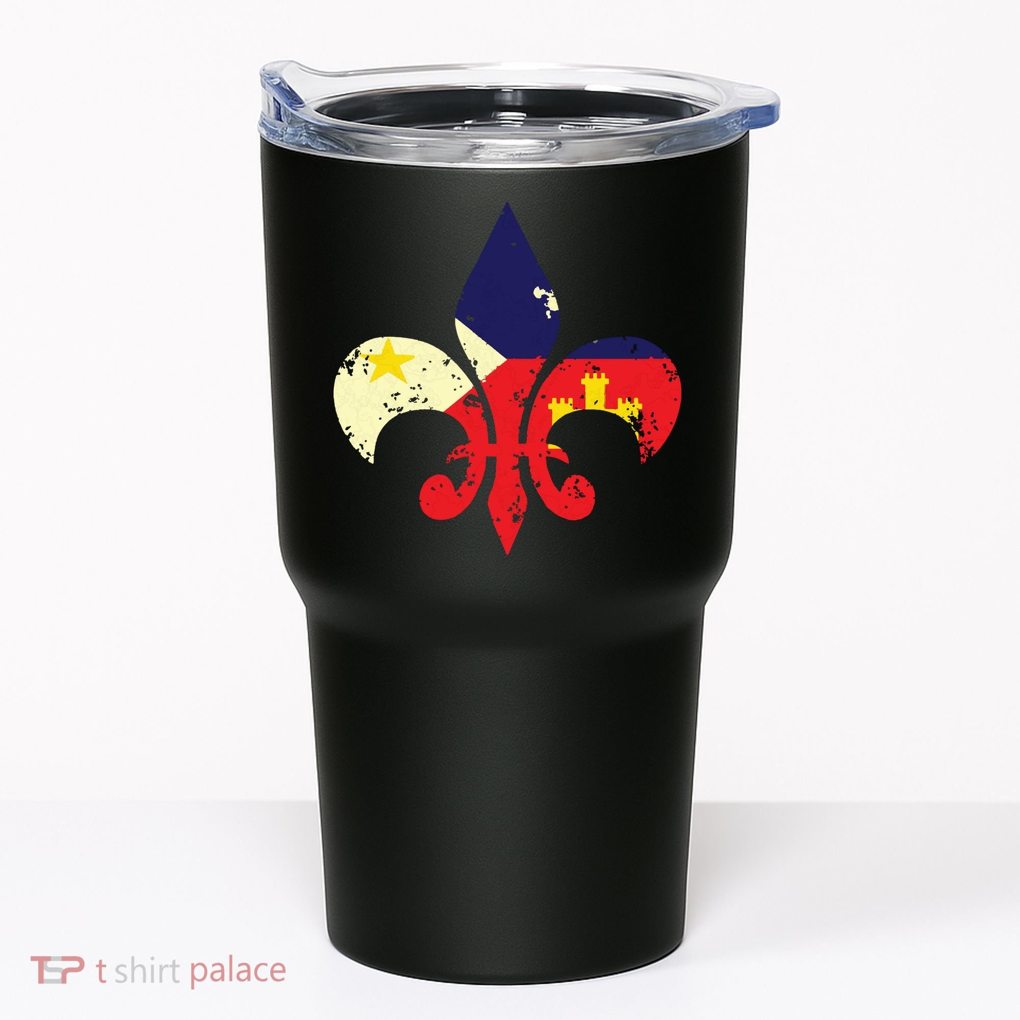 Louisiana Cajun Proud Acadiana Flag Distressed Fleur Tumbler