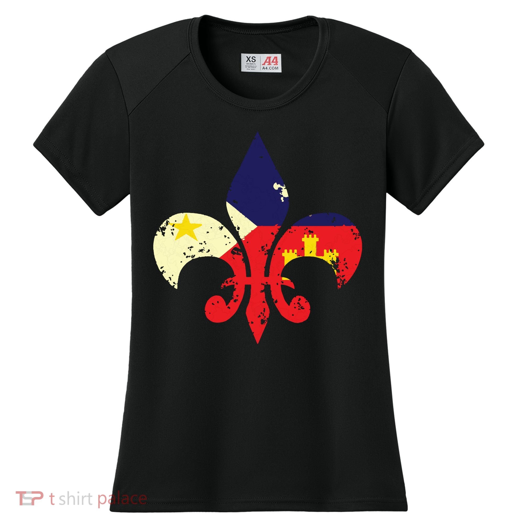 Louisiana Cajun Proud Acadiana Flag Distressed Fleur Women's Cooling Performance Crew T-Shirt