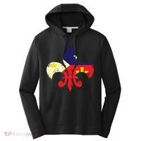 Louisiana Cajun Proud Acadiana Flag Distressed Fleur Performance Fleece Hoodie thumb 0