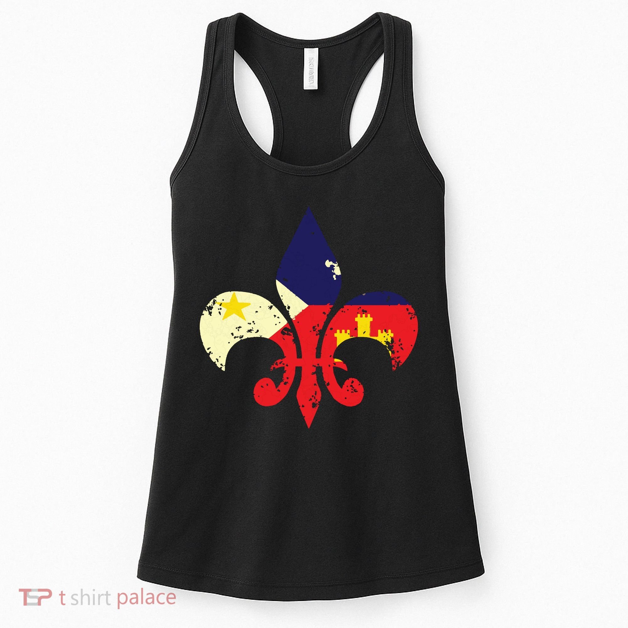 Louisiana Cajun Proud Acadiana Flag Distressed Fleur Women's Tank Top