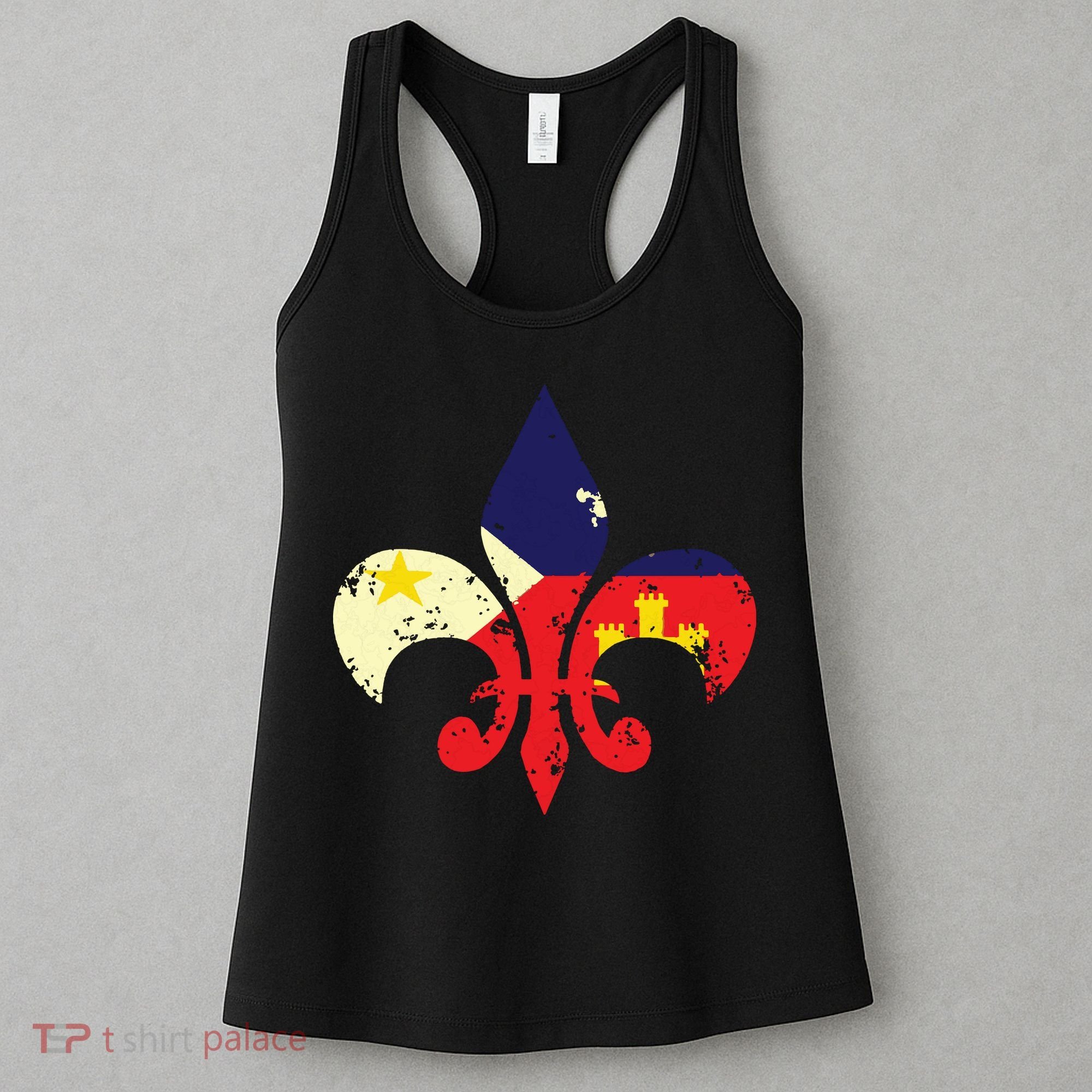 Louisiana Cajun Proud Acadiana Flag Distressed Fleur Women's Tank Top