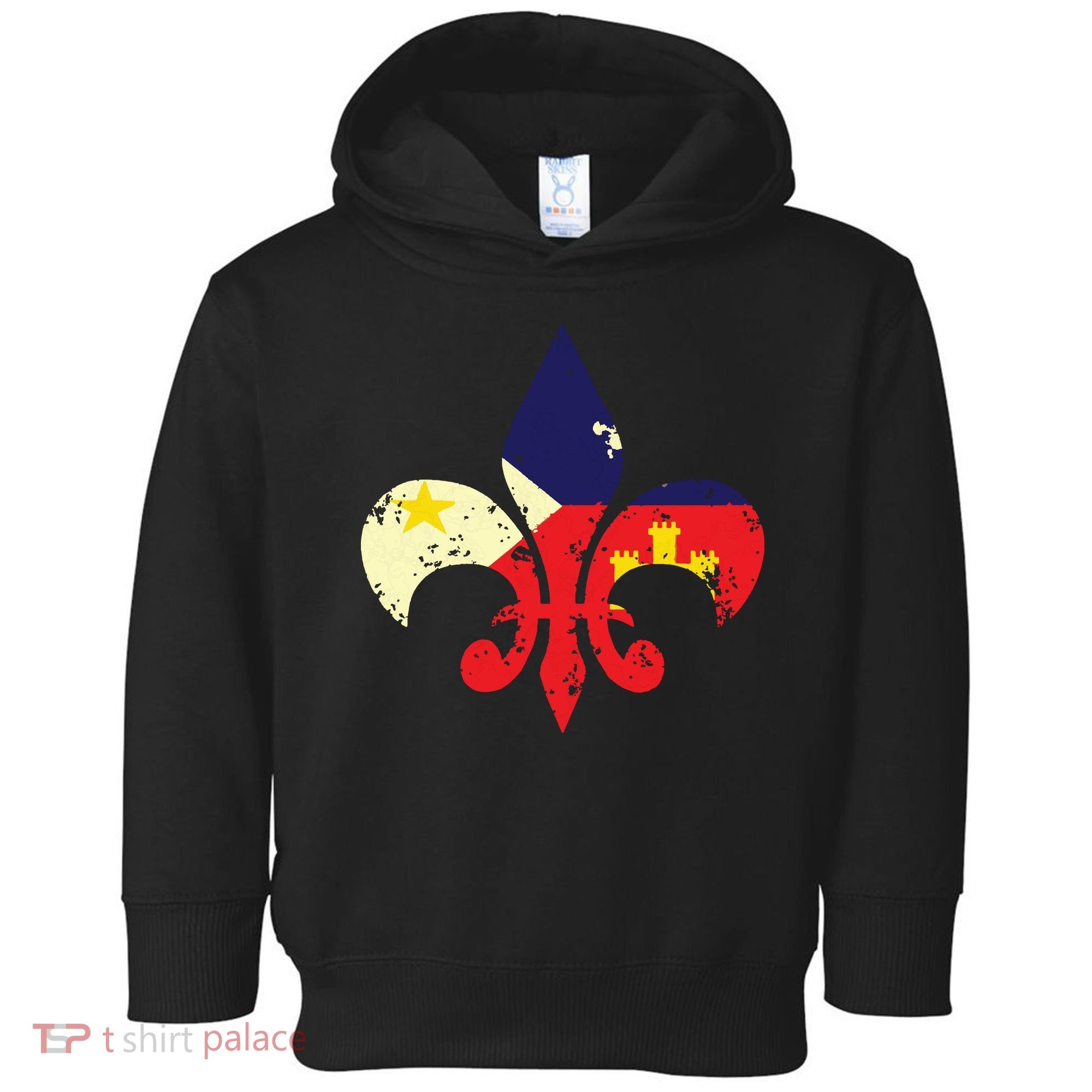 Louisiana Cajun Proud Acadiana Flag Distressed Fleur Toddler Hoodie