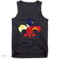 Louisiana Cajun Proud Acadiana Flag Distressed Fleur Tank Top thumb 0