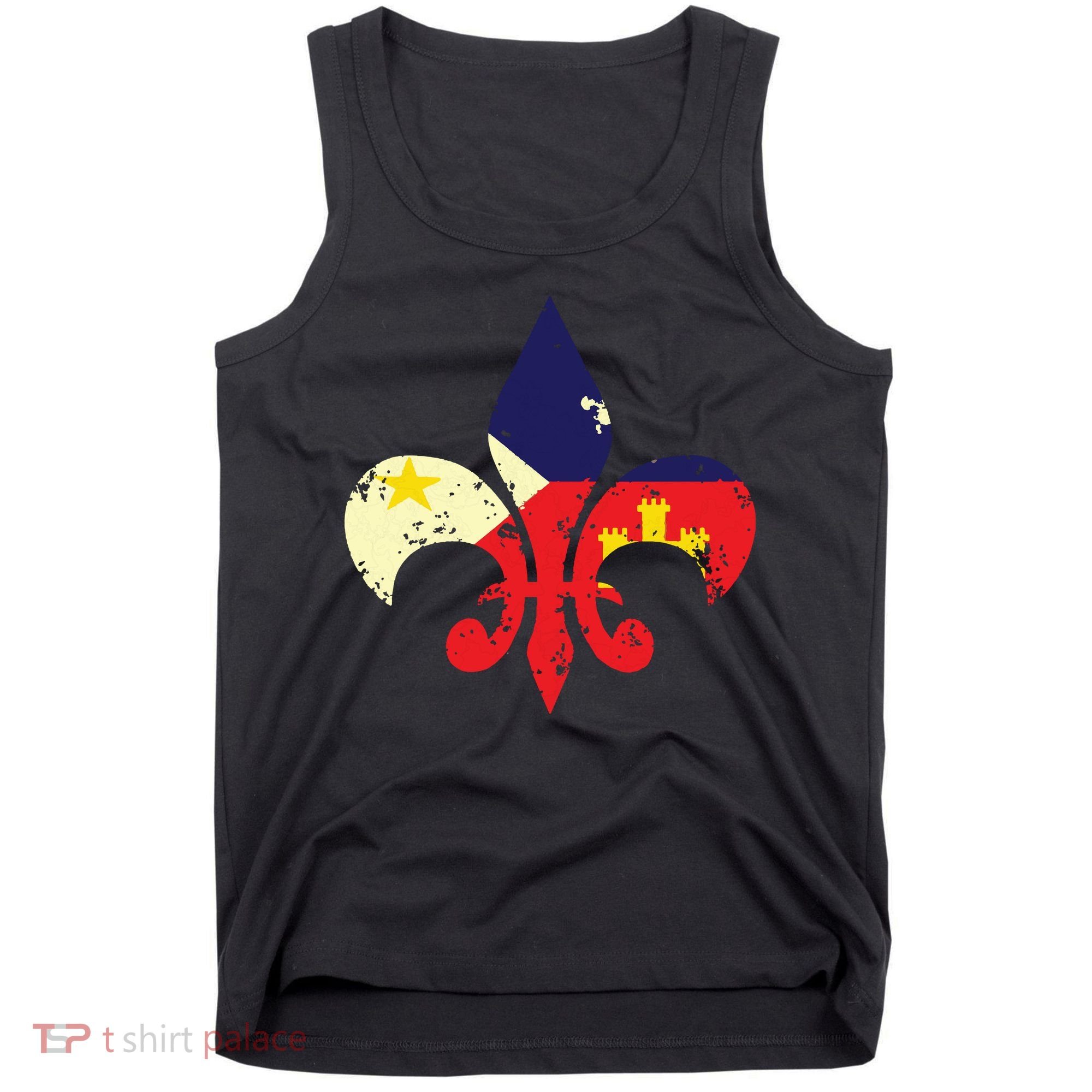 Louisiana Cajun Proud Acadiana Flag Distressed Fleur Tank Top