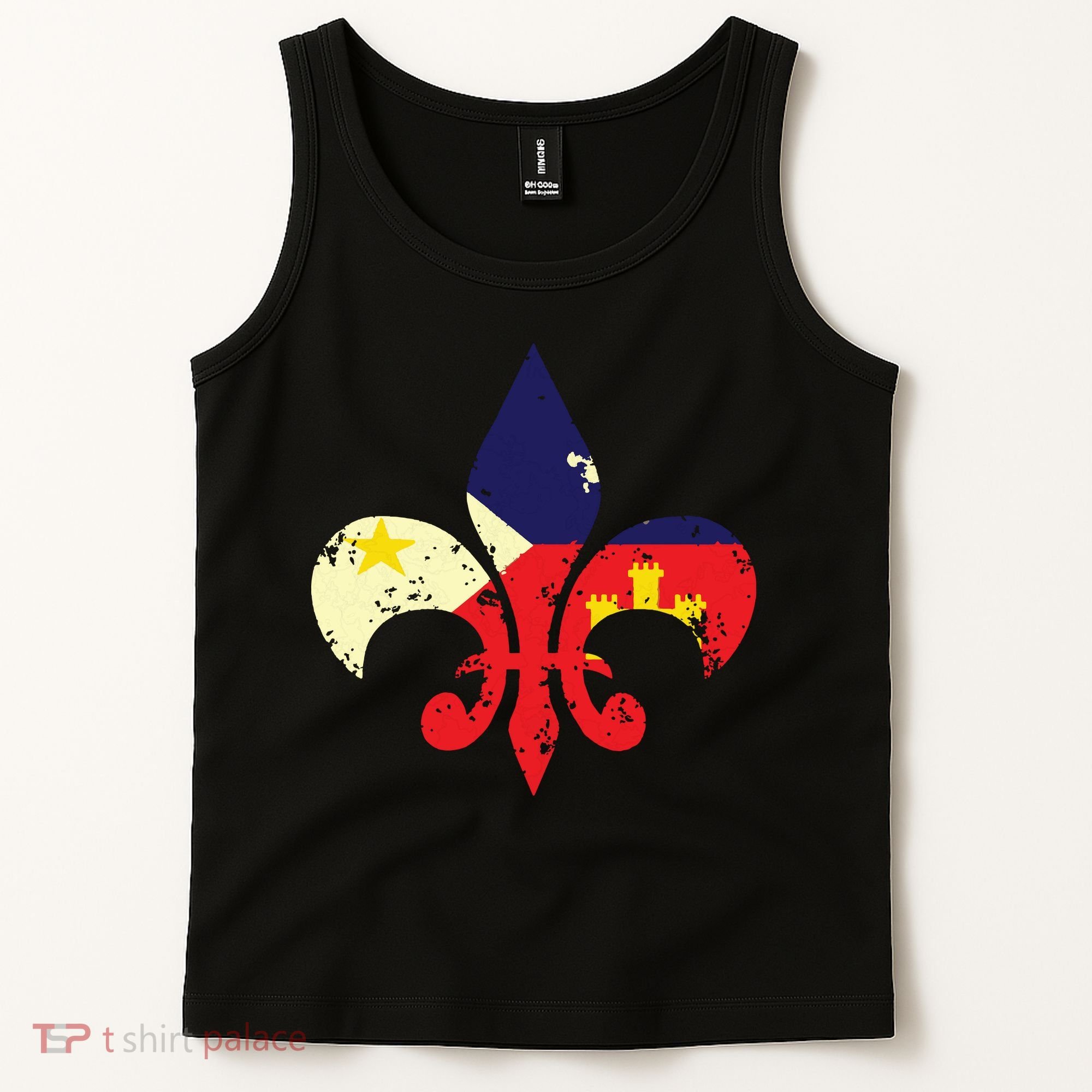 Louisiana Cajun Proud Acadiana Flag Distressed Fleur Tank Top