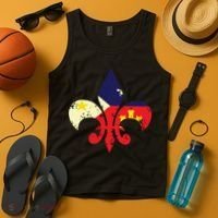 Louisiana Cajun Proud Acadiana Flag Distressed Fleur Tank Top thumb 4