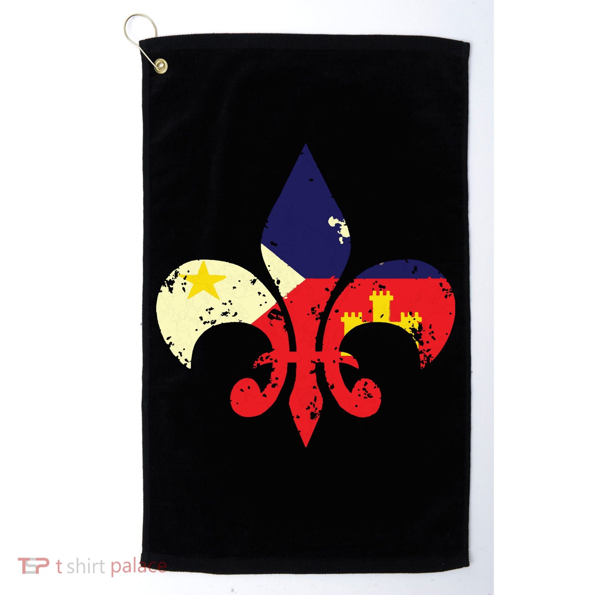 Louisiana Cajun Proud Acadiana Flag Distressed Fleur Golf Towel