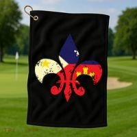 Louisiana Cajun Proud Acadiana Flag Distressed Fleur Golf Towel thumb 1
