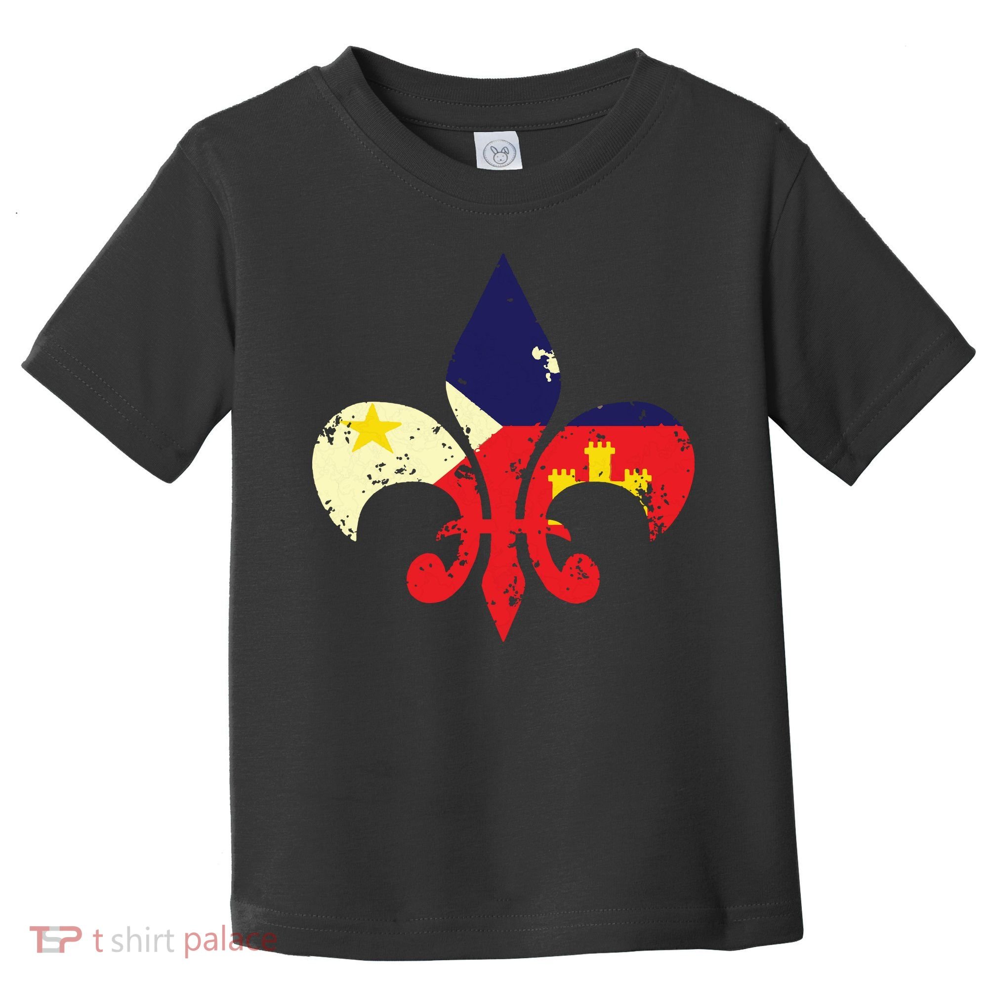 Louisiana Cajun Proud Acadiana Flag Distressed Fleur Toddler T-Shirt