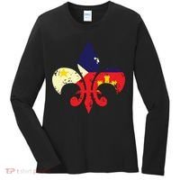 Louisiana Cajun Proud Acadiana Flag Distressed Fleur Women's Long Sleeve Shirt thumb 0