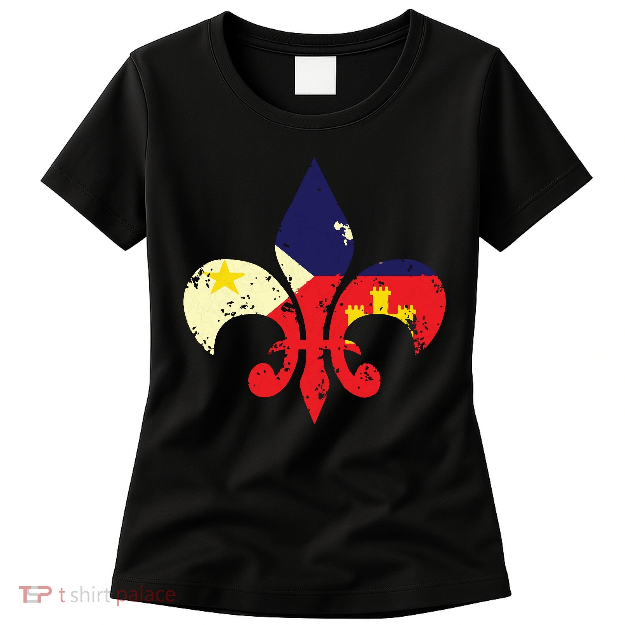 Louisiana Cajun Proud Acadiana Flag Distressed Fleur Women's T-Shirt