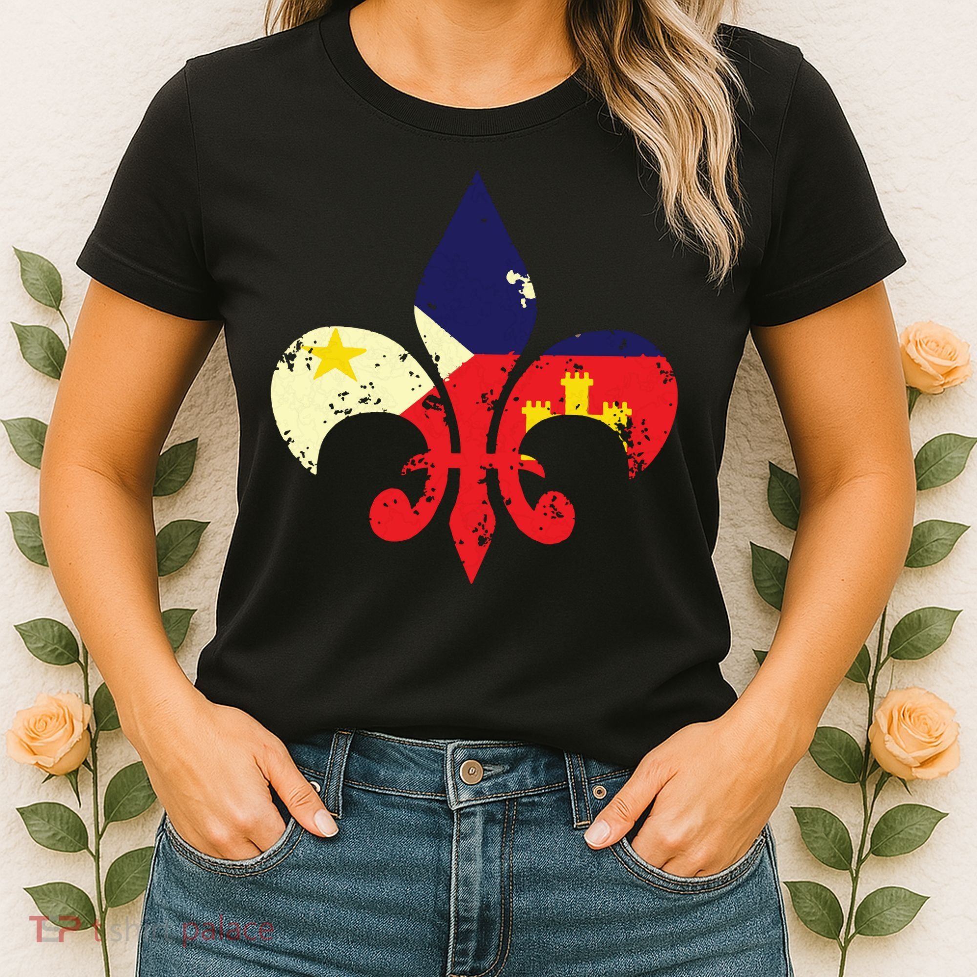 Louisiana Cajun Proud Acadiana Flag Distressed Fleur Women's T-Shirt