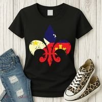 Louisiana Cajun Proud Acadiana Flag Distressed Fleur Women's T-Shirt thumb 3