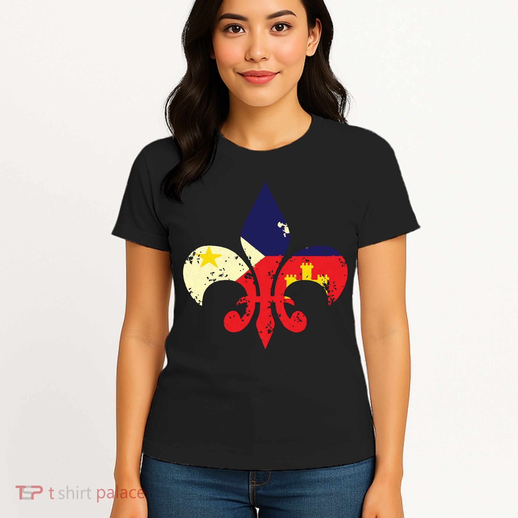 Louisiana Cajun Proud Acadiana Flag Distressed Fleur Women's T-Shirt