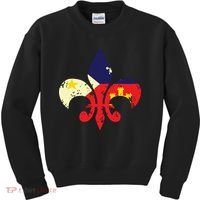 Louisiana Cajun Proud Acadiana Flag Distressed Fleur Kids Sweatshirt thumb 0