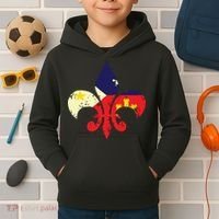Louisiana Cajun Proud Acadiana Flag Distressed Fleur Kids Hoodie thumb 2
