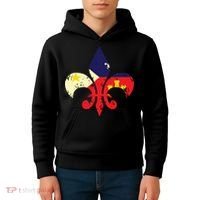 Louisiana Cajun Proud Acadiana Flag Distressed Fleur Kids Hoodie thumb 4
