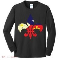 Louisiana Cajun Proud Acadiana Flag Distressed Fleur Kids Long Sleeve Shirt thumb 0