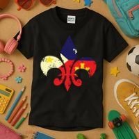 Louisiana Cajun Proud Acadiana Flag Distressed Fleur Kids T-Shirt thumb 3