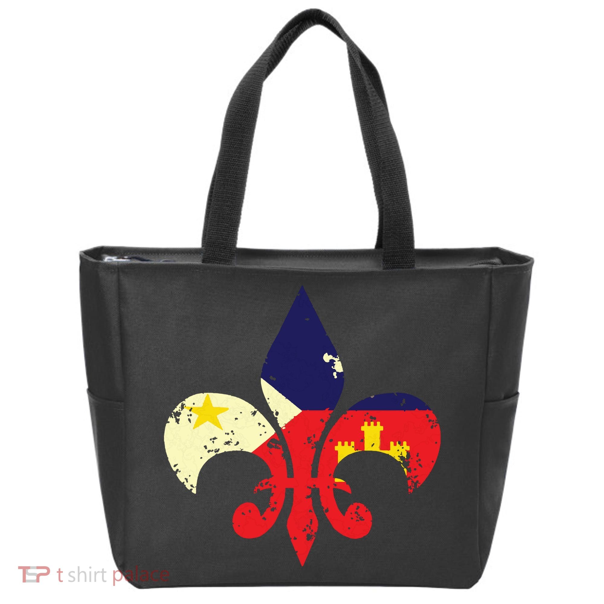 Louisiana Cajun Proud Acadiana Flag Distressed Fleur Tote Bag