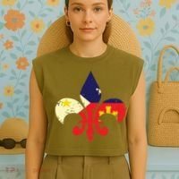 Louisiana Cajun Proud Acadiana Flag Distressed Fleur Garment-Dyed Women's Muscle Tee thumb 4