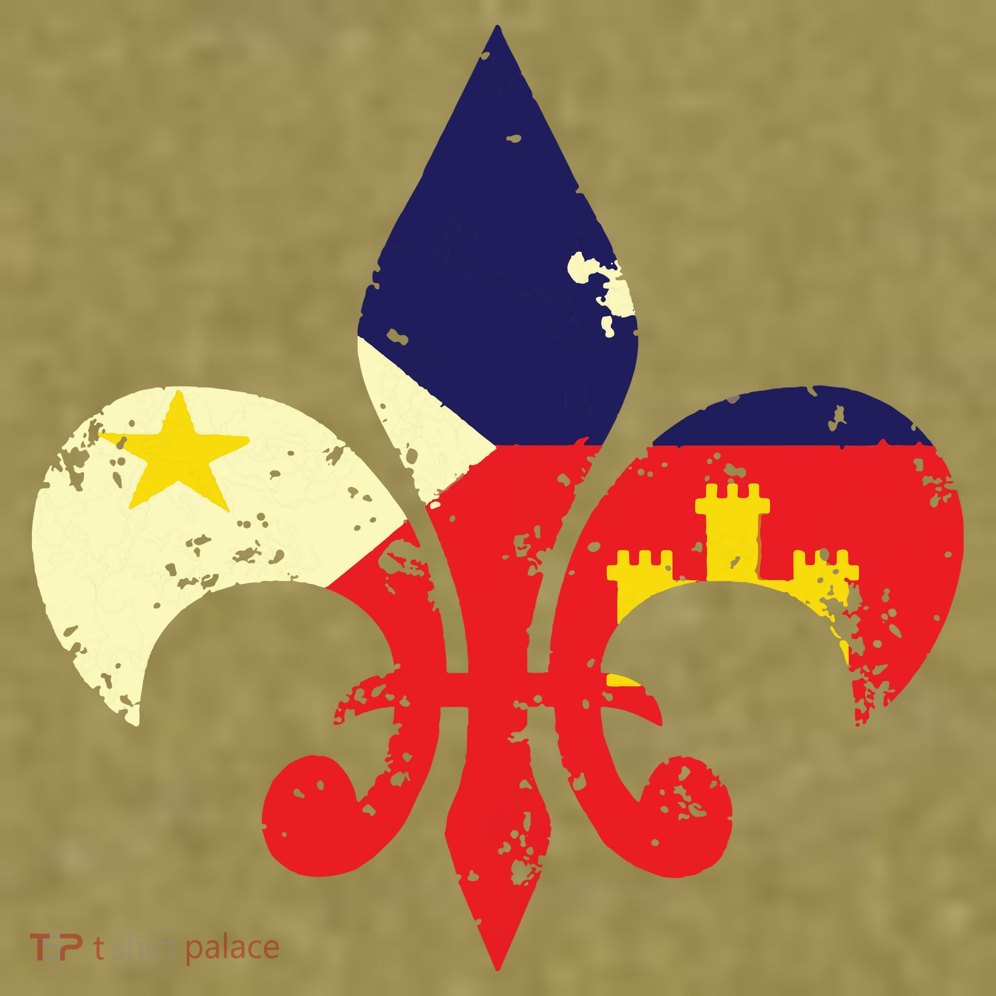 Louisiana Cajun Proud Acadiana Flag Distressed Fleur Garment-Dyed Women's Muscle Tee