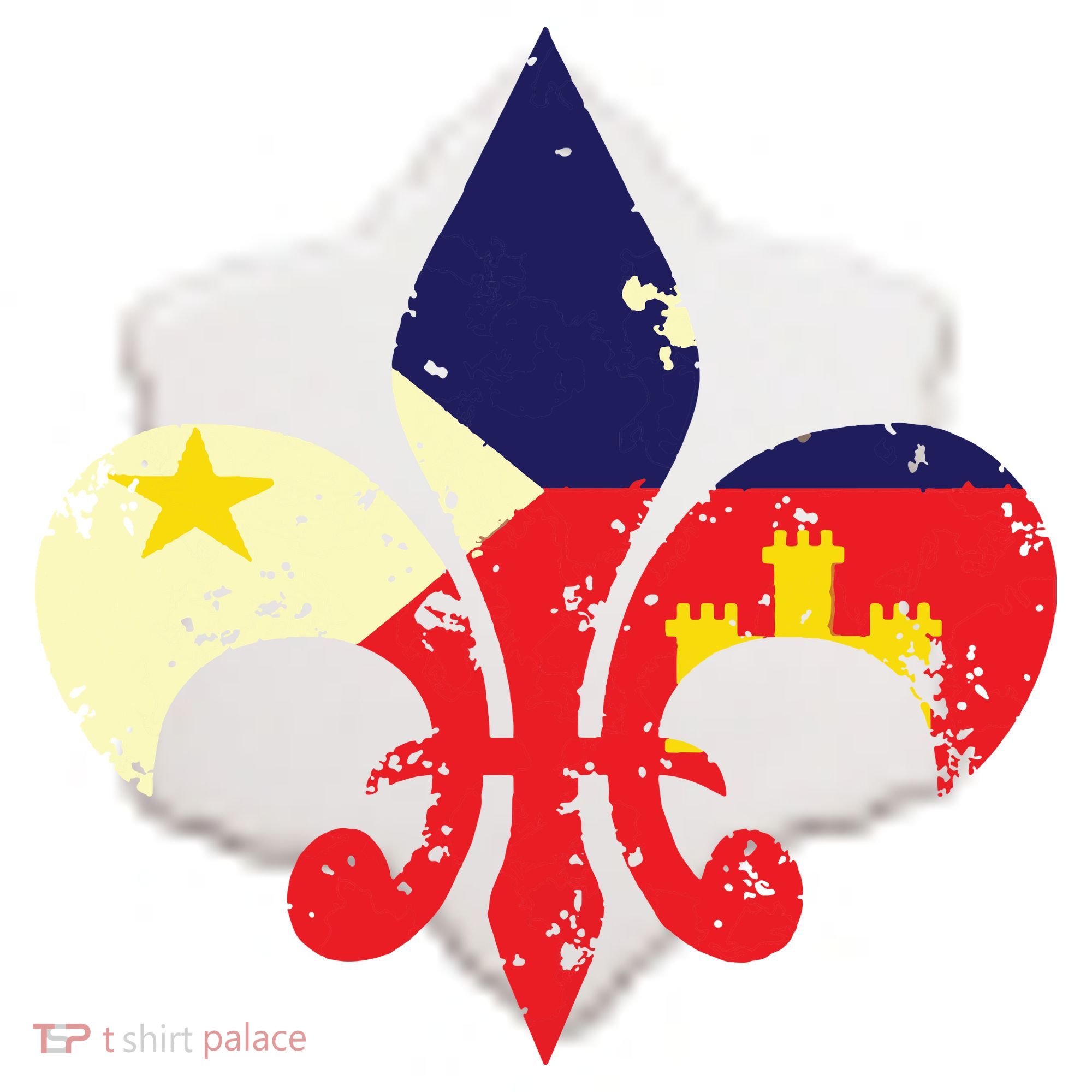 Louisiana Cajun Proud Acadiana Flag Distressed Fleur Ceramic Ornament