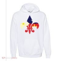 Louisiana Cajun Proud Acadiana Flag Distressed Fleur Comfort Colors Garment-Dyed Hooded Sweatshirt thumb 0