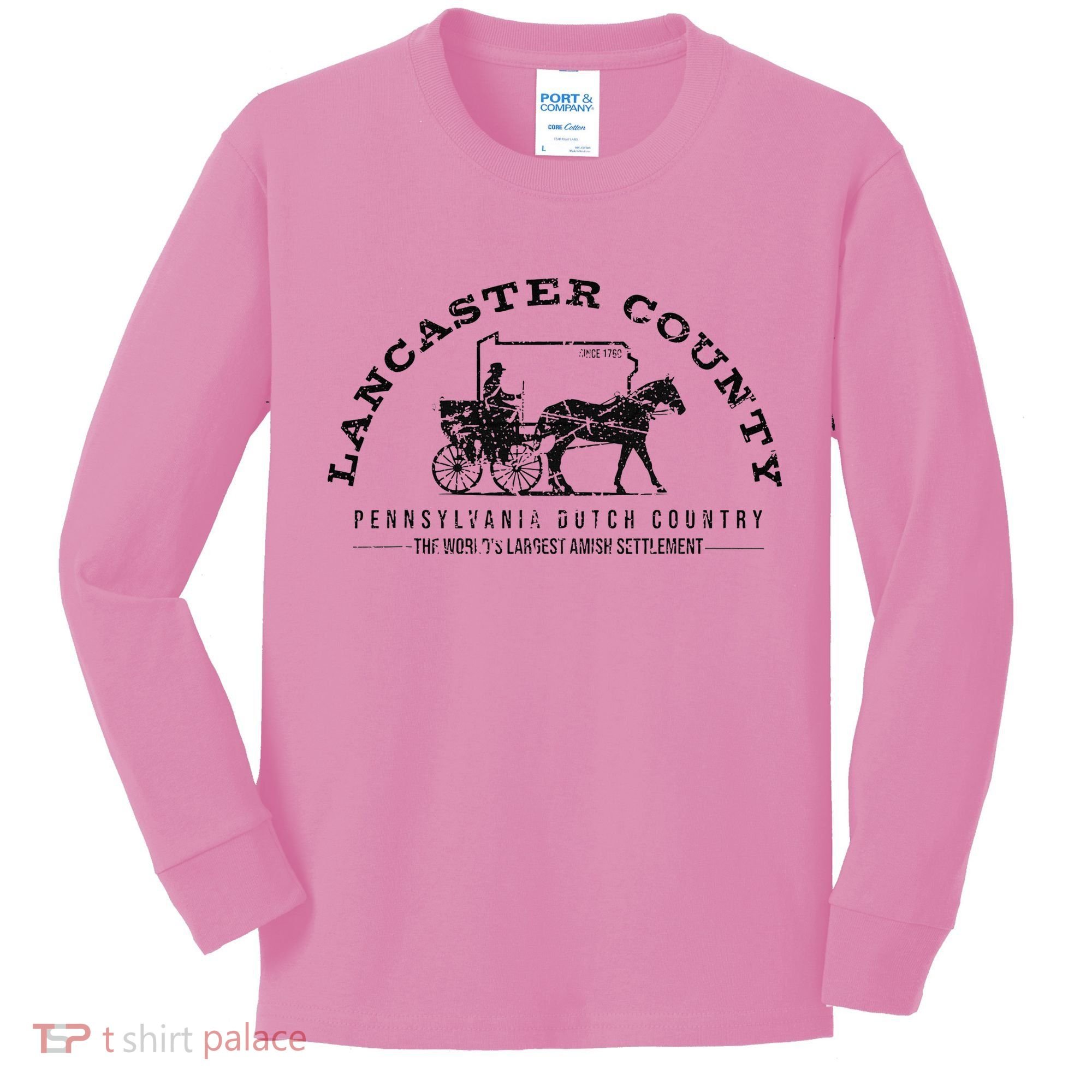Lancaster County Pennsylvania Amish Settlement Est 1760 Kids Long Sleeve Shirt