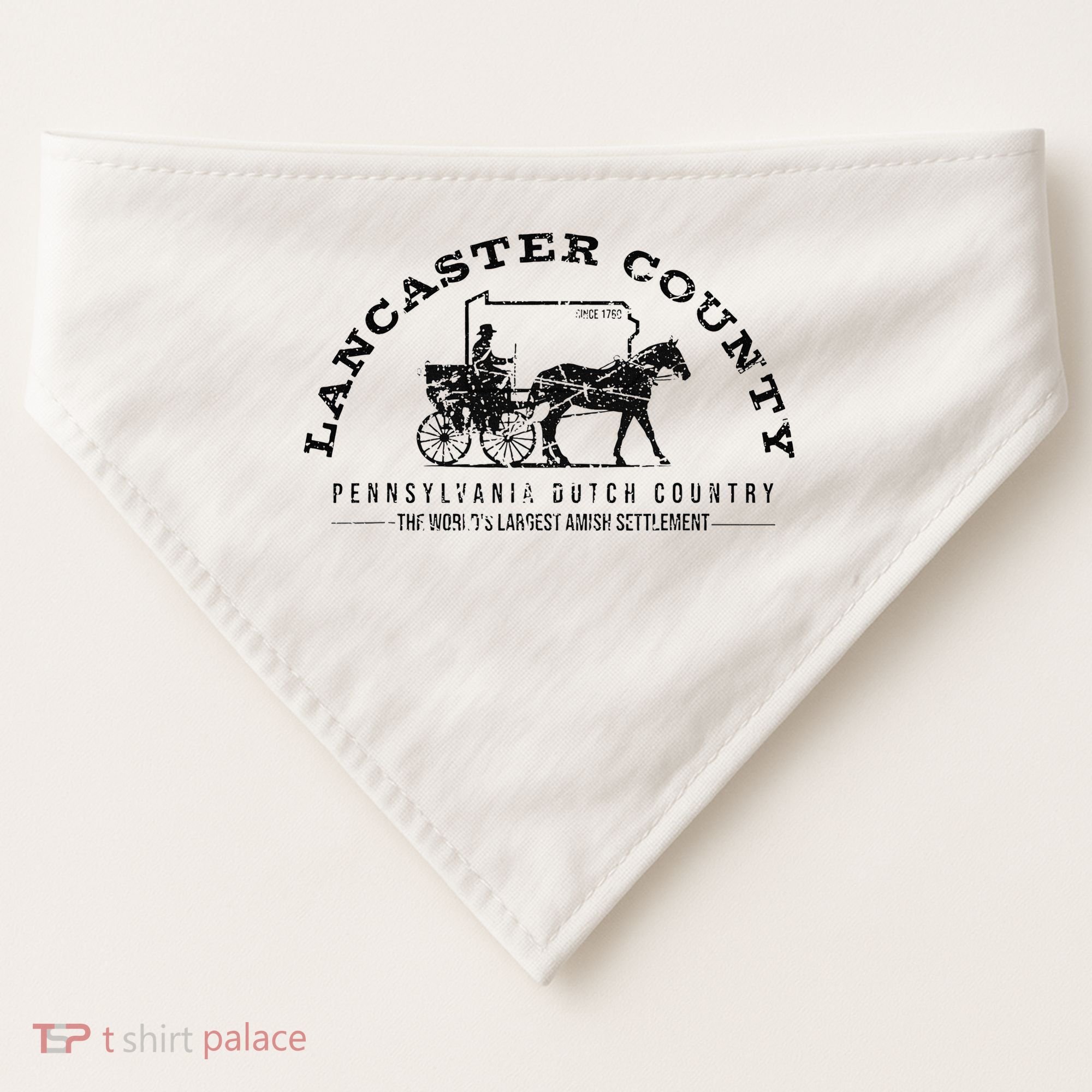 Lancaster County Pennsylvania Amish Settlement Est 1760 USA-Made Doggie Bandana