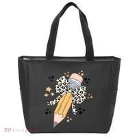 Leopard Coquette Pencil Teacher Student Tote Bag thumb 0