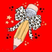 Leopard Coquette Pencil Teacher Student Santa Hat thumb 1