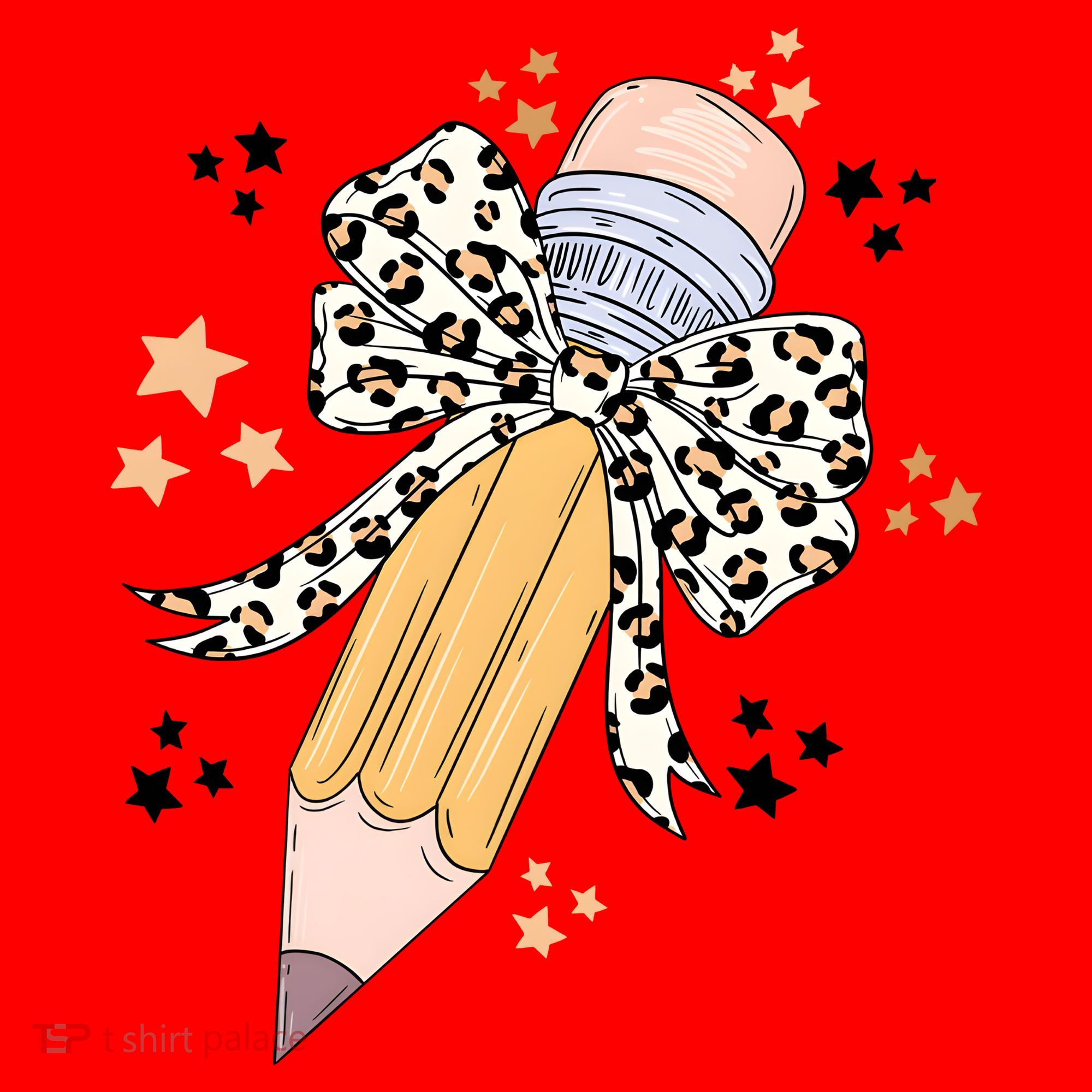 Leopard Coquette Pencil Teacher Student Santa Hat