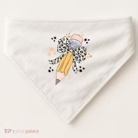 Leopard Coquette Pencil Teacher Student USA-Made Doggie Bandana thumb 0