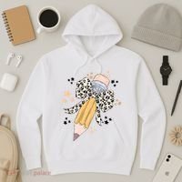 Leopard Coquette Pencil Teacher Student Hoodie thumb 3