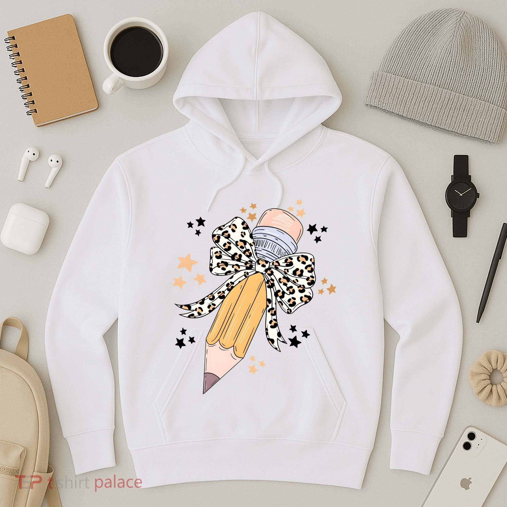 Leopard Coquette Pencil Teacher Student Hoodie