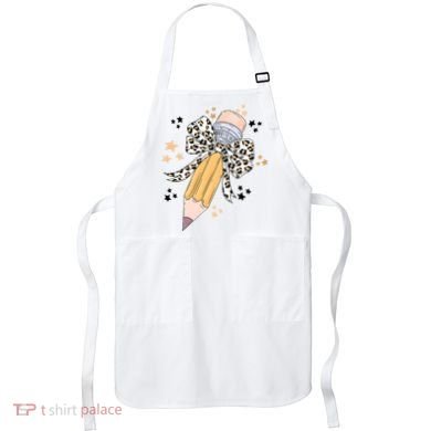 Leopard Coquette Pencil Teacher Student Apron