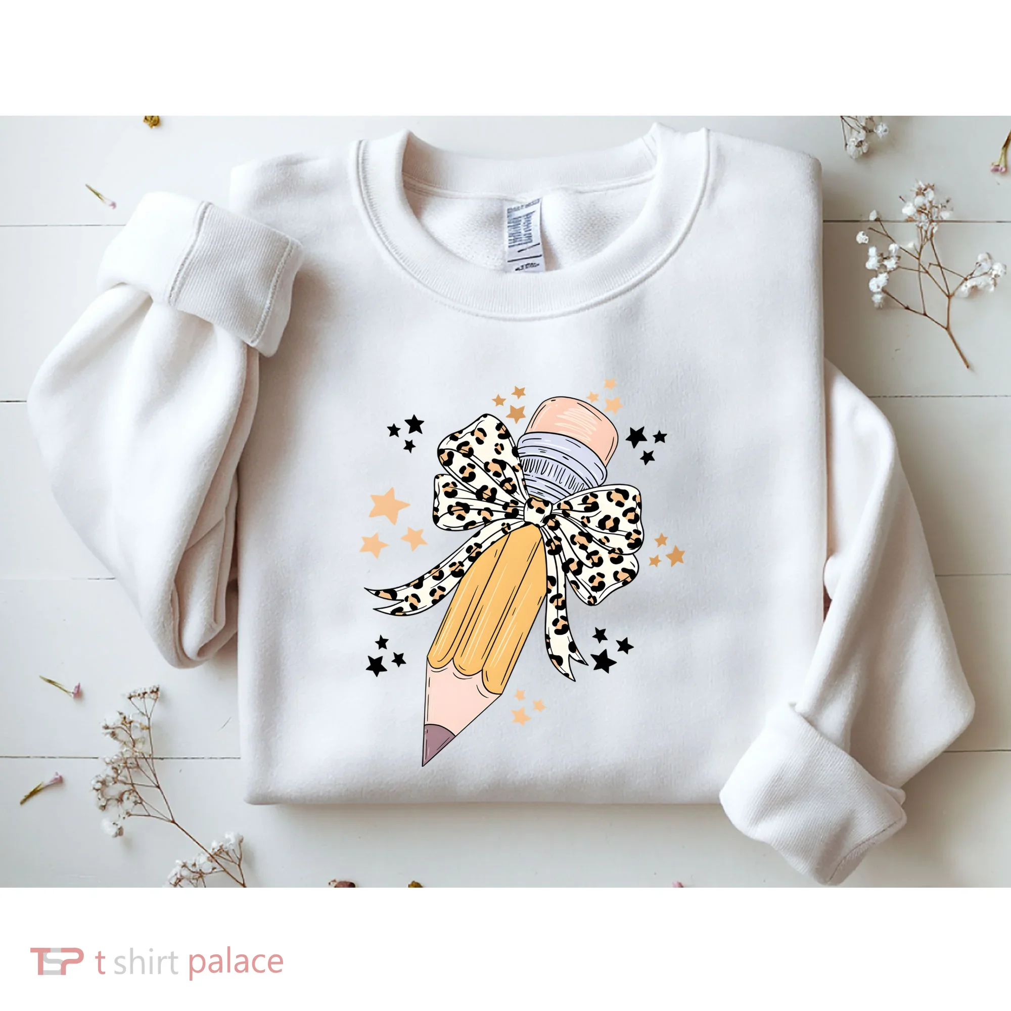 Leopard Coquette Pencil Teacher Student Sweatshirt