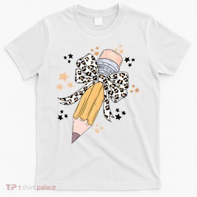 Leopard Coquette Pencil Teacher Student T-Shirt