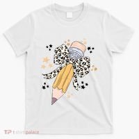 Leopard Coquette Pencil Teacher Student T-Shirt thumb 0